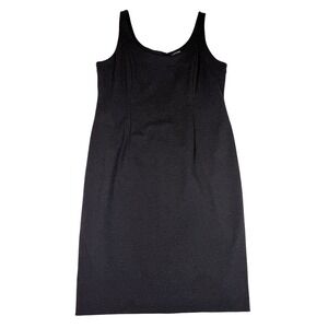Eileen Fisher Gray Sleeveless Midi Dress Italian Fabric Silk Blend Sz L Sheath